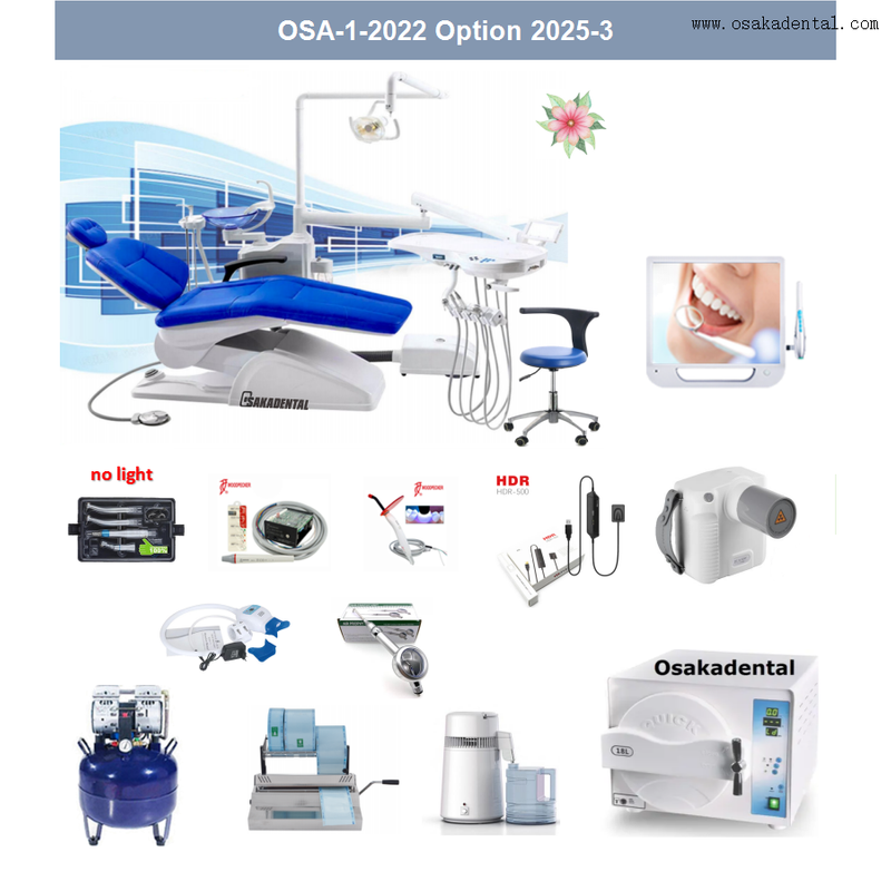 Chaise d'unité dentaire économique, hôpital, clinique, pièce à main, avec option complète pour utilisation en clinique dentaire, OSA-1-2022