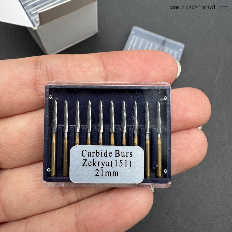 Fraises dentaires en carbure Zekrya en titane doré FG 10 pièces/boîte