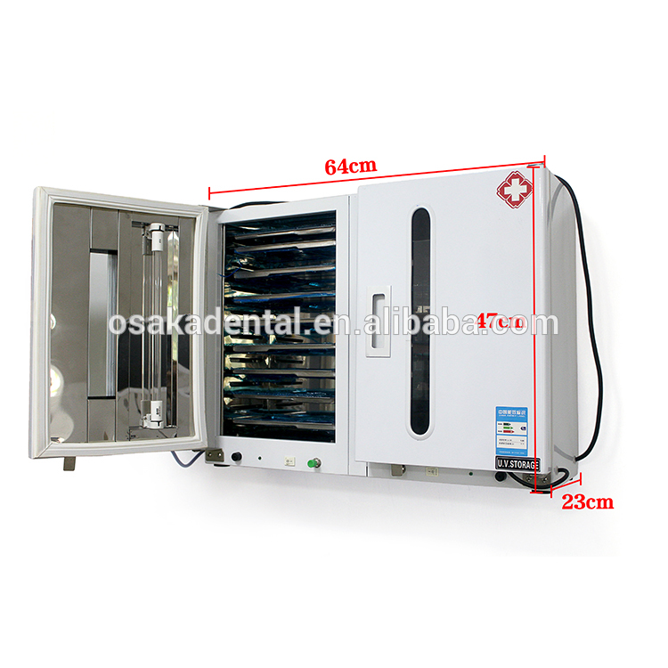 Cabinet de stérilisation dentaire à ultraviolets 60L à deux portes avec synchronisation et ozone avec 20 plateaux en acier inoxydable