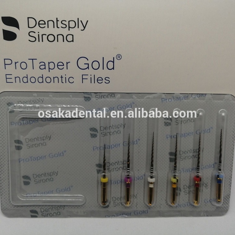 DSB Sirona emballant des fichiers endodontiques en or protaper