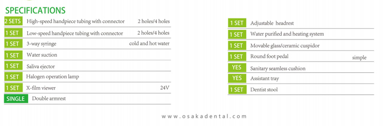 Fauteuil dentaire avec 8 ampoules LED