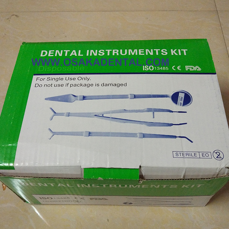 Fourniture dentaire d'instruments dentaires pour kit dentaire jetable 3 ensembles / 3 pièces ensemble miroir pince explorateur kit CE