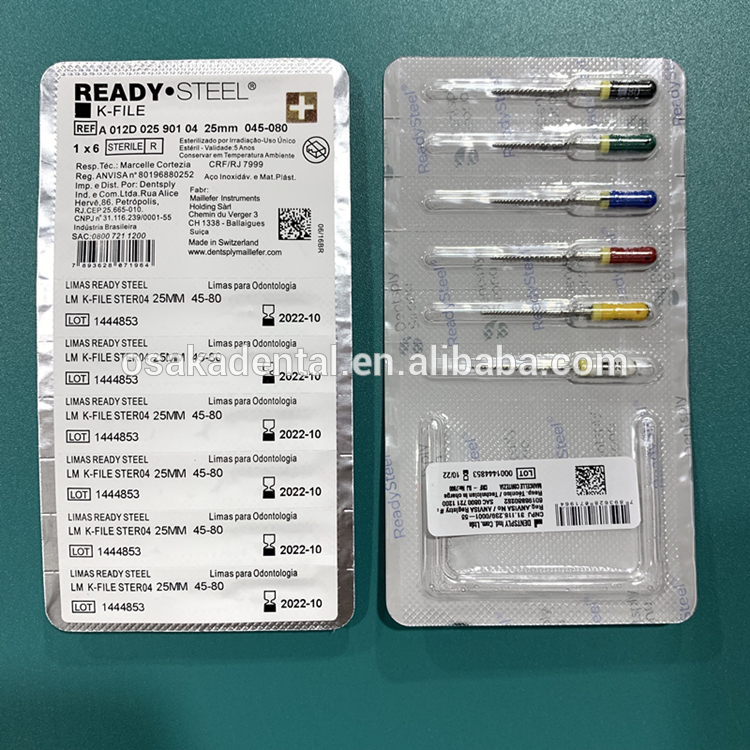 2019 Nouveaux emballages K Fichiers Fichiers de la main du canal radiculaire pour les soins dentaires