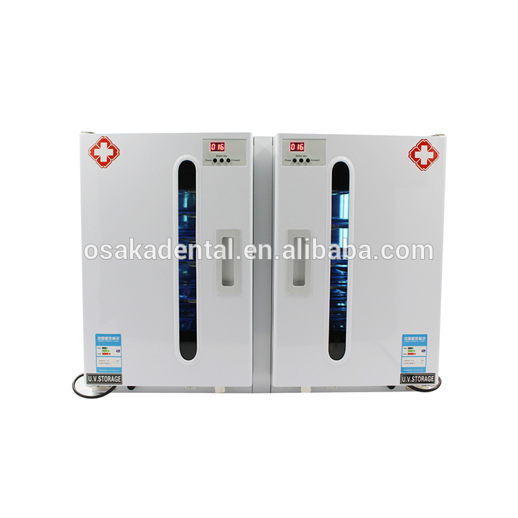Cabinet de stérilisation dentaire à ultraviolets 60L à deux portes avec synchronisation et ozone avec 20 plateaux en acier inoxydable