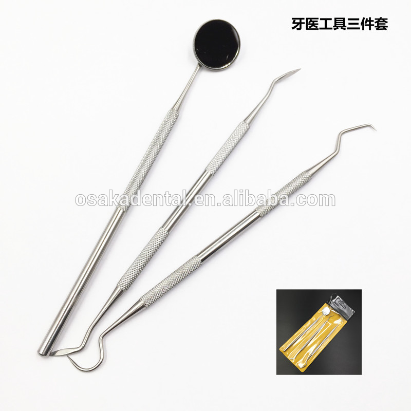 Un instrument dentaire 3 PCS One Set avec miroir et cire sculpteurs et explorateurs