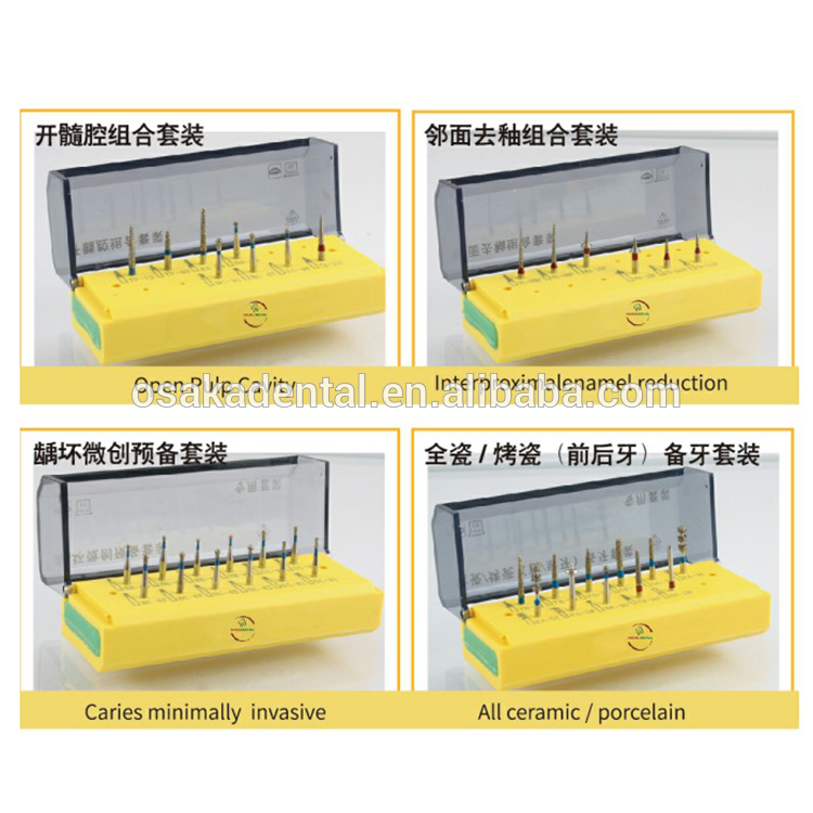 Un kit de fraise diamantée dentaire de taille différente