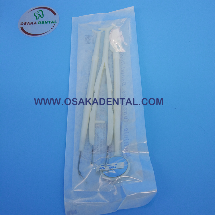 Fourniture dentaire d'instruments dentaires pour kit dentaire jetable 3 ensembles / 3 pièces ensemble miroir pince explorateur kit CE